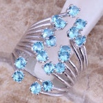 경쾌한 스카이 블루 토파즈 925 스털링 실버 반지 사이즈 5/6/7/8/9/10 S0452 | Women rings, Sky blue topaz, Topaz