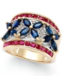 Sapphire (3 ct. t.w.), Ruby (1-1/10 ct. t.w.) and Diamond Accent Ring in 14k Gold | 패션