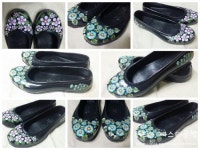 &lt; 꽃그림고무신 / 고무신리폼 / 포크아트 / 패션페인팅 / 고무신에 그림그리기 / 패션고무신 / 특별한고... | 패션 페인팅, 그림 그리기, 자수