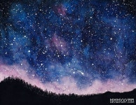 Night Sky by mmmvvvrr | 수채화, 그림 수업