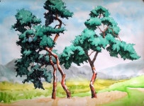 [기초 풍경수채화] 소나무 풍경 - 수채화과정 및 설명 | 풍경 수채화, 풍경 그림, 조경