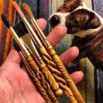 Hand carved watercolor paintbrushes. Each one takes about a week to complete, but I love making them. These have all been sold... 