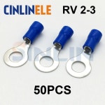 50 개 압착 단자 RV2-3 16-14AWG 1.04-2.63mm ^ 2 압착 단자 블루 링 터미널 황동 R2.5-3 | Laiton, Anneau, Bleu