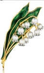 Verduras 1956 Lily of the Valley brooch with pearls and diamonds © Verdura. | 현대 보석, 은방울꽃, 브로치