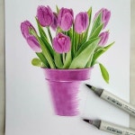 수채화에 있는 심영희님의 핀 | 색연필 그림, 식물 그림, 색연필