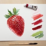 Beautiful realistic watercolor oil painting strawberry Art by: @lulebedeva #wow_artworks | 수채화, 수채화 아트, 과일 그림