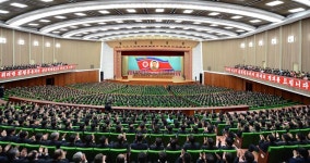 위대한 령도자 김정일동지께서 조선민주주의인민공화국 국방위원회 위원장으로 추대되신 23돐 중앙보고대회