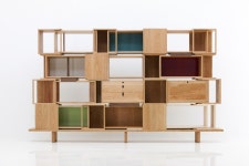 JONG-SUN BAHK Trans 13-001 storage unit, 2013  White Oak 187 × 320 × 40 in 475 × 812.8 × 101.6 cm | 가구