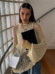 Y2K Harajuku Hollow Out Knit Pullovers Crewneck Autumn Vintage Fairyco in 2022 | Aesthetic outfits y2k, Knitted pullover, Stripe... 