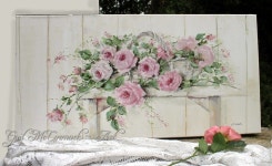Roses on a Rustic Stool Original painting by Gail McCormack | 꽃그림, 쉐비 시크, 꽃