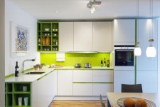 low-ceiling-design-feat-white-countertop-and-cabinets-idea-plus-cool-open-shelf-also-modern-green-kitchen-backsplash.jpg (1200... 