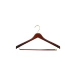 Walnut Finish Deluxe Wooden Suit Hanger W/ Locking Pant Bar, 17 Length X 1 Thick, Brass Hardware Box of 12 - Overstock... 