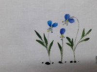 천에 그린 야생화10[천아트 달개비 수국] | 꽃그림, 수국, 자수