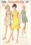 Vintage 1960s Simplicity 7136 Sleeveless Mini Dress with Shorts Sewing Pattern | 패션, 양재, 원피스