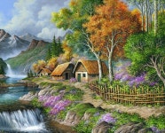 Схема вышивки «№1352653» - Вышивка крестом | 풍경화, 풍경 그림, 풍경 사진