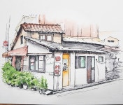 이미지: 집, 나무, 하늘, 실외 | Urban sketchers, Instagram, Drawings