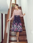 TETEROT SALON Womens Wrap Skirt Hanbok Korean Vintage Navy Flower Floral Midi Long Skirts 꽃구름 네이비 | Womens wrap skirts... 