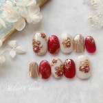 お正月ネイル ぷっくりネイル 和柄ネイル 着物ネイル 前撮り　ジェルネイル #ネイルチップ #ネイル　#nails #美甲設計 #美甲 #네일아트