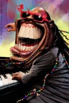 Stevie Wonder - Akim {figurative caricature man head teeth celebrity male face portrait digital painting} - 2020 | 캐리커처... 