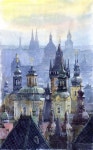 Prague Towers (s/f) Yuriy Shevchuk (Unión Soviética. Ucrania, 1961) | 풍경 수채화, 풍경화, 풍경 사진