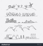 Vector Illustration Of Landscapes. Doodles Hand-Drawn Style. - 326044061 : Shutterstock | 수채화 스케치, 스케치, 그래픽