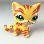 애완 동물 가게 새로운 고양이 #1451 오렌지 & 노란색 스트라이프 호랑이 키티 고양이 아이 느슨한 귀여운 그림 장난감 | 애완동물 가게