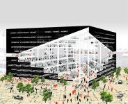 OMA proposal for Axel Springers new Media Campus, image courtesy OMA | 건축, 개념도, 오픈 하우스