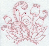 Spring Snail (Redwork) design (F8680) from www.Emblibrary.com | 자수 도안, 자수, 수공예품