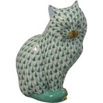 Herend green fishnet cat figurine 5383 4 ¾ inches Mint | 도자기