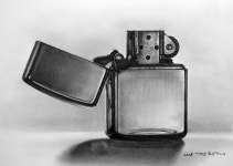 정밀묘사 소묘 - 지포라이터 연필이야기화실 김형경 | 금속 질감, 그림, 질감