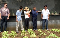 뽈스까대사관 성원들 장수원협동농장에서 친선로동