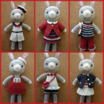 編みぐるみグレーラビットの着せ替えセット　オークション告知 | 인형