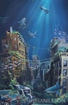 Underwater City Acrylic on Canvas 18X... | 그림, 도시