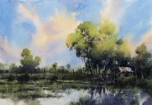 물에비친숲에 있는 아키 토리님의 핀 | 풍경 수채화, 그림, 수채화 그림