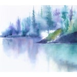 Painting Landscape Watercolor Print,... ($13) ❤ liked on Polyvore featuring home, home decor an… | 수채화 그림, 수채화 아트