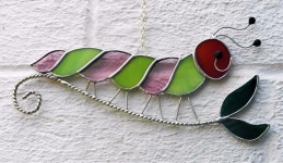 Hand crafted stained glass sun catcher. Caterpillar | 악세사리