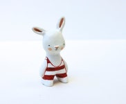 Bunny in a swimsuit paper clay animal miniature by sweetbestiary | 인형