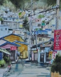 이종민 on Instagram: 안창마을 3 #수채화 #부산 #안창마을 #호랭이마을 #busan #watercolor - 2023 | 어반 스케쳐스, 부산, 수채화