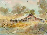 Dogtown Road Barn ... by LaVere Hutchings | 수채화, 장소