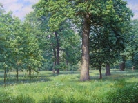 May in the Oak Grove is an oil painting by artist Gennadiy... landscape #trees #grove #oaktree #foliage | 숲, 수채화, 나무