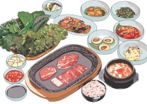 푸드 컨텐츠 일러스트 (Food illustration) & 한국보건산업진흥원 식단구성 | 수채화 음식, 음식 일러스트