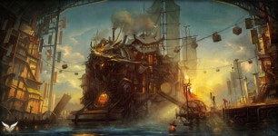 Sky Slums | 스팀펑크, 배