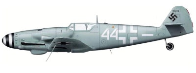 Messerschmitt Bf 109G-10 white 44 (WNr 130342) of 4/NJG 11, Jüterbog-Waldlager, early 1945. | 비행기
