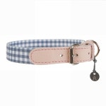 Clara Check Dog Collar  Grey/Bonbon 13-15 x 0.75 - Mungo & Maud Dog and Cat Outfitters | 애견용품