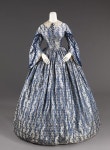 Blue Silk and Cotton Print Wedding Gown, American, 1860. | 드레스, 패션, 원피스