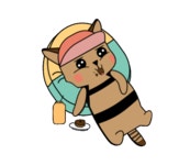 The annoyance of a cat that is full. 배부른 고양이의 귀찮음. 満腹猫の面倒。 滿滿的貓的煩惱。