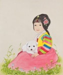 Youngmi Jeon, 우리 누나(My Sister, 2011)_비단에 채색(painting on silk) | 한국화, 동양화, 오일 파스텔 그림