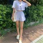 LATELY(레이틀리) [레이틀리] (앤컴퍼니) 나니걸 크롭자켓 반바지 세트
