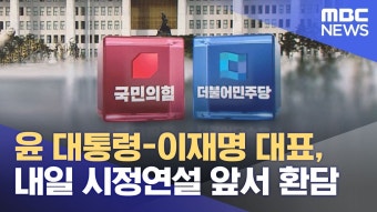 윤 대통령-이재명 대표, 내일 시정연설 앞서 환담 - 이재명 마이너 갤러리