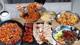 네이버 인플루언서 [네이버 인플루언서] 돼지불족발에 낙지볶음 오징어무침 싸묵고 파스타 비빔밥 디저트 가즈아~